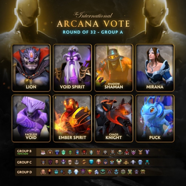 Void Spirit, Lion и Puck прошли во второй этап голосования за Arcana | Dota 2