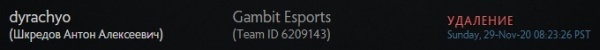 yy покинул состав Gambit Esports на сайте регистрации команд от Valve | Dota 2